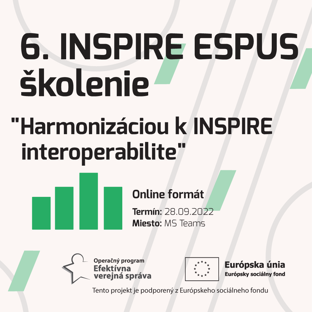 Pozývame Vás na šieste INSPIRE ESPUS školenie zamerané na tému "Harmonizáciou k INSPIRE interoperabilite“.