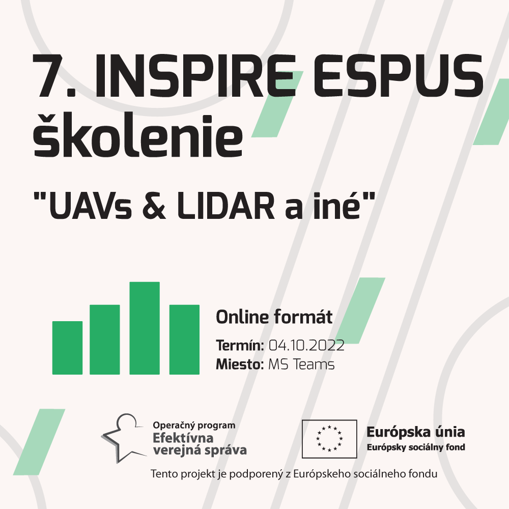 Pozývame Vás na siedme INSPIRE ESPUS školenie zamerané na témy "UAV & LIDAR a iné“