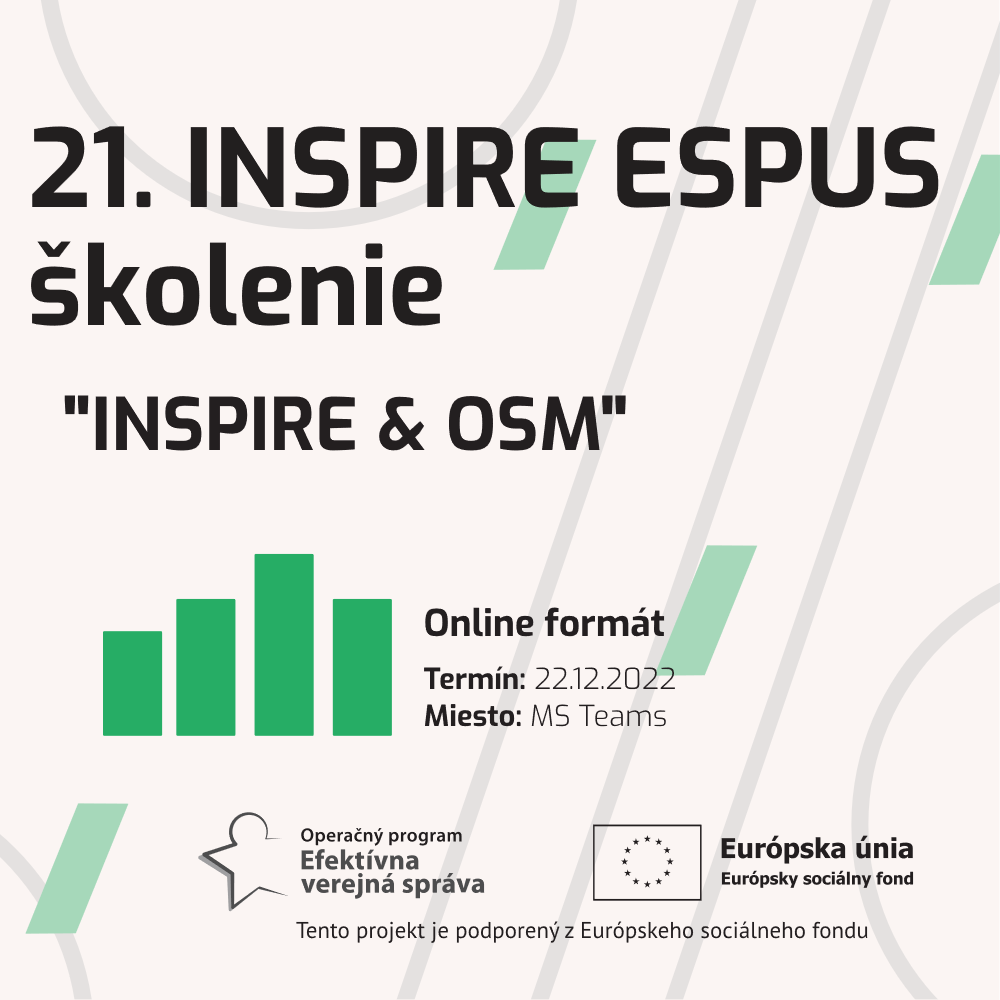 Pozývame Vás na dvadsiate prvé INSPIRE ESPUS školenie zamerané na tému "INSPIRE & OSM“.